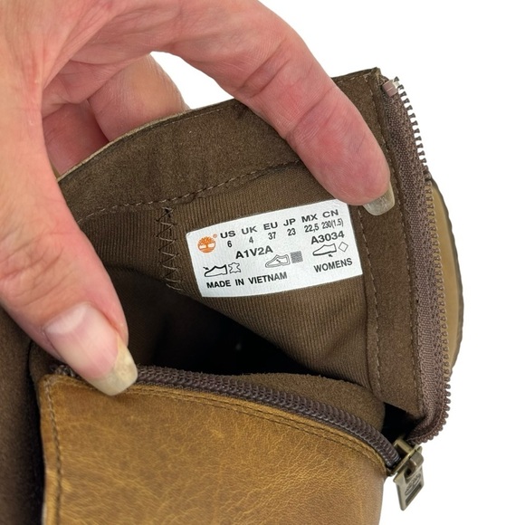 Timberland Women's Size 6 Tillston Peep Toe Leather Boots Ankle Booties Tan - Picture 9 of 16